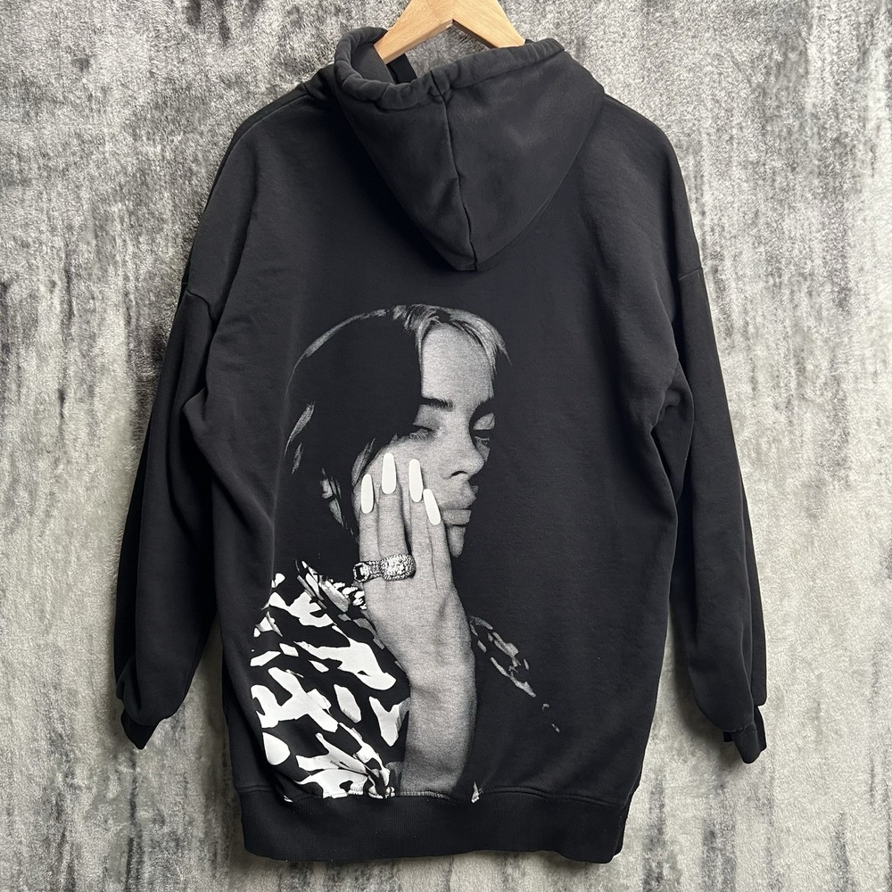 Billie Eilish Size Small Double Sided Graphic Pullover Hoodie Black Over Sized
